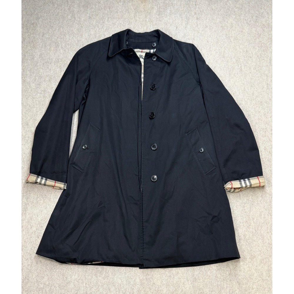 Burberry London Car Coat Women 6R Black Nova Chk Luxury Old Money Dark Academia